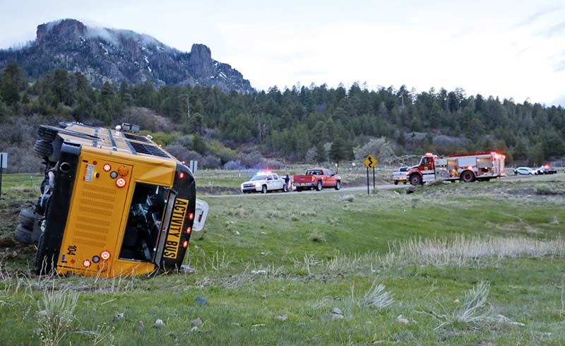 School bus overturns near Red Valley