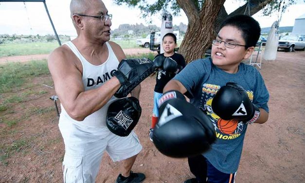 Boxing with a traditional punch