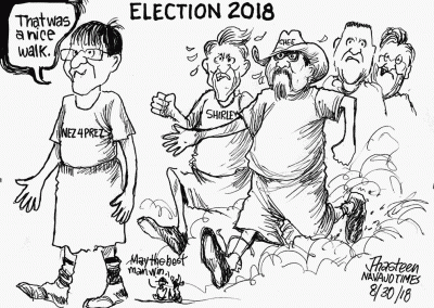 Election 2018 candidates with Nez out front of the race, saying That was a nice walk.