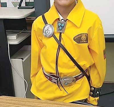 Student portrays code talker at school event
