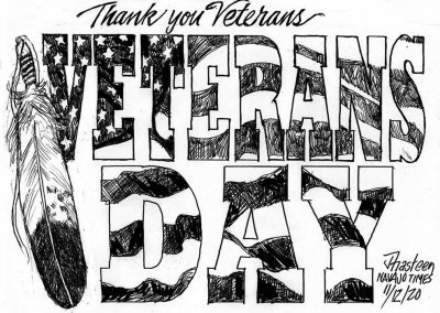 Veterans Day. Thank you vterans. Eagle feather adorns words for Veterans Day.