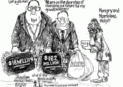 Homeless person asks Navajo administrators for help, because they are flush with ARPA money. Navajo administrators tell him to get lost.