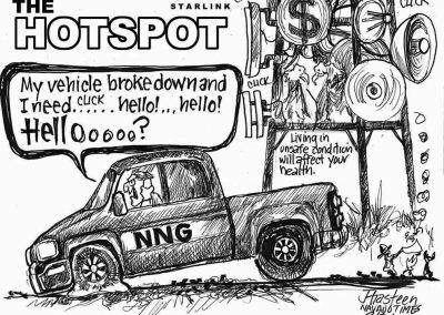 The Hotspot. Starlink. Navajo Nation Government crashes into a pothole. Driver tries to call on cell for help, but has no connection.