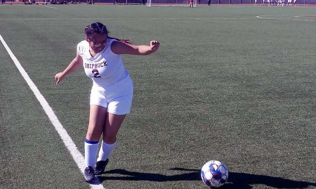 All aboard!  Shiprock fields girls soccer team for first time